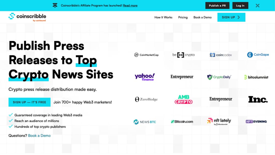 Coinscribble Homepage Screenshot