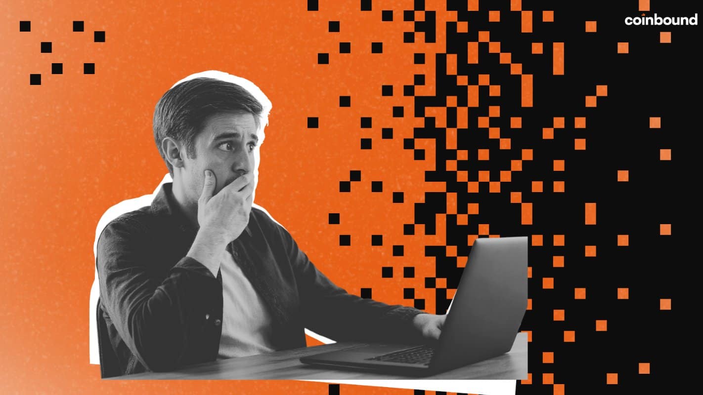 crypto marketer looking suprised at his laptop - top crypto ad network mistakes we see