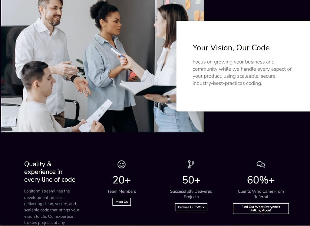 Logiform smart contract development company website screenshot