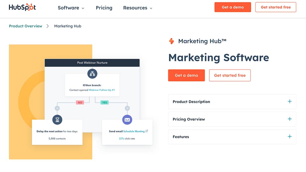 Screenshot of Hubspot's marketing software