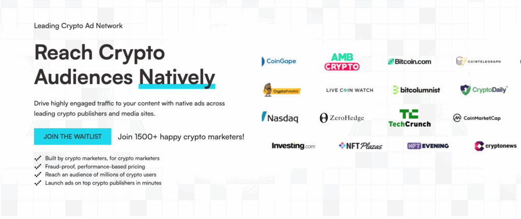 Mintfunnel Crypto Ad Network Screenshot